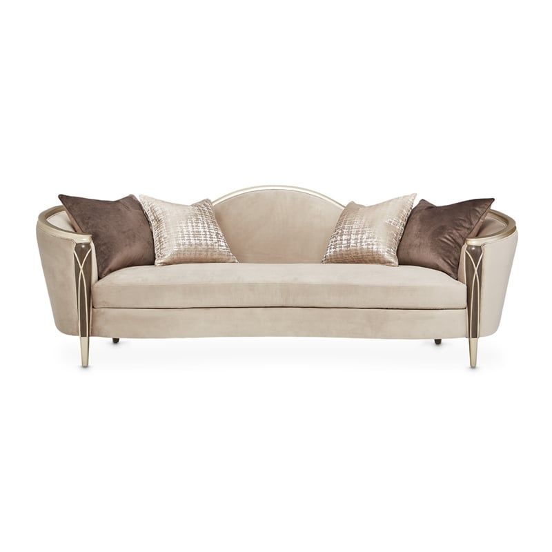 Pemberly Row Contemporary Velvet Sofa in Porcini/Hazelnut Brown