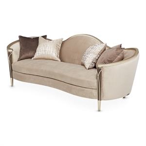 Pemberly Row Contemporary Velvet Sofa in Porcini/Hazelnut Brown