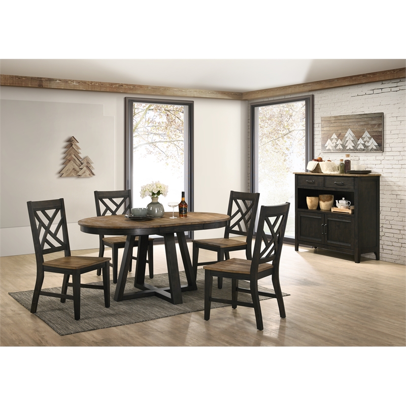 Pemberly Row Round Transitional Wood Dining Table in Brown/Pecan