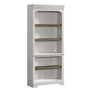 Pemberly Row Home Office 76&quot Transitional Wood Bookcase in White/Oak