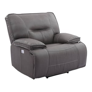 pemberly row modern fabric power recliner in haze gray finish