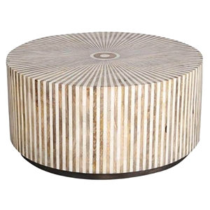 Pemberly Row Modern 38&quot Round Wood Cocktail Table in Off White