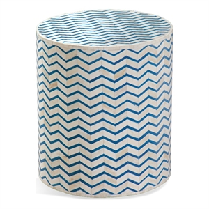 Pemberly Row Modern Blue Accent Table in Engineered wood and Bone
