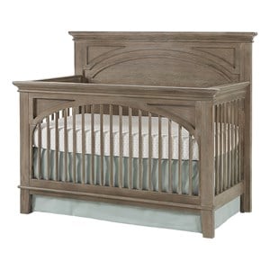 Pemberly Row Traditional Wood Convertible Crib in Sandwash Gray