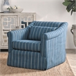 Pemberly Row Linen Fabric & Iron Swivel Accent Chair in Blue/Beige