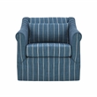 Pemberly Row Linen Fabric & Iron Swivel Accent Chair in Blue/Beige