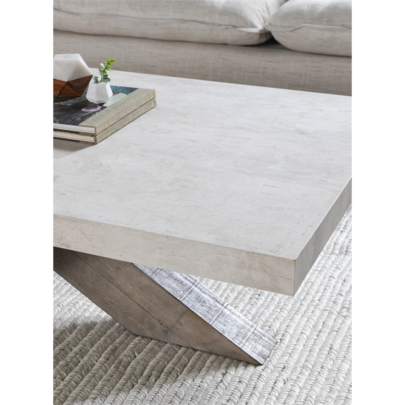Pemberly Row Transitional Wood Coffee Table in Antique White/Corsican Gray