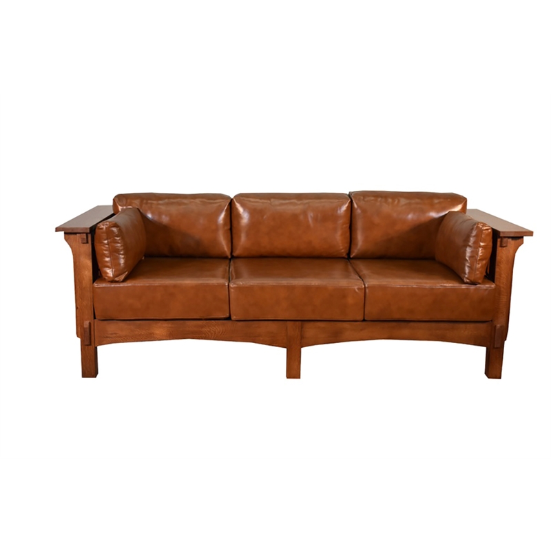Pemberly Row Modern / Contemporary Leather Sofa in Brown/Russet