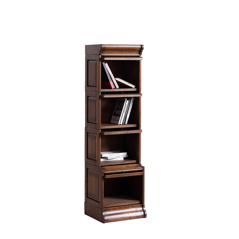 Pemberly Row Contemporary Wood Barrister Bookcase in Solid Walnut