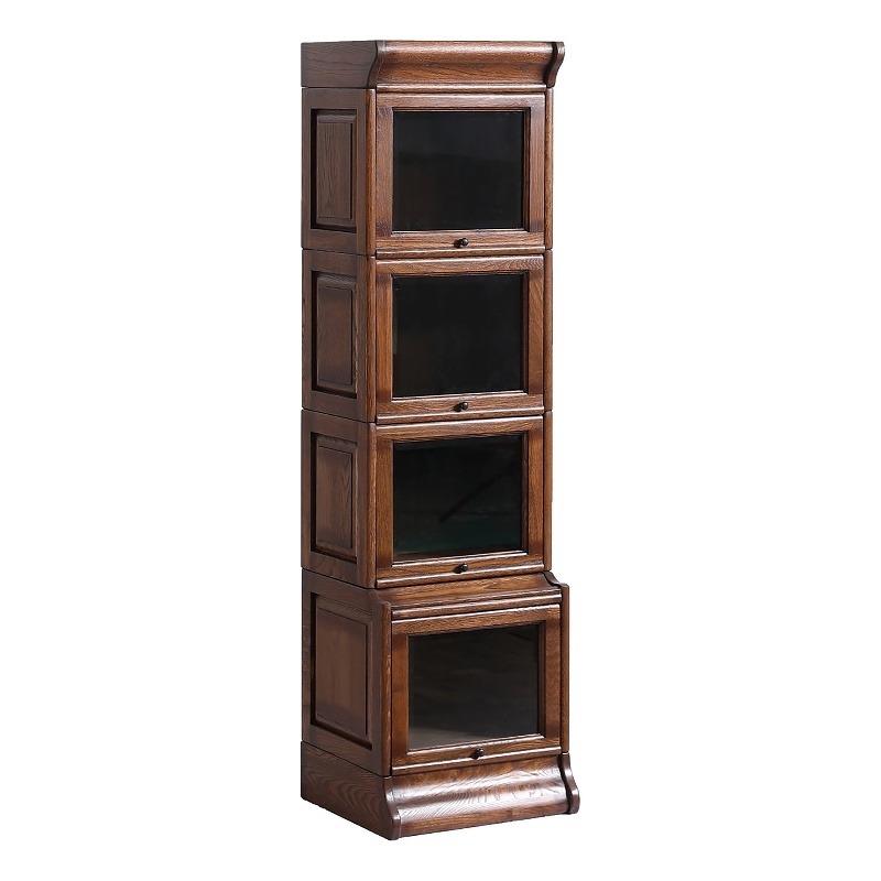 Pemberly Row Contemporary Wood Barrister Bookcase in Solid Walnut