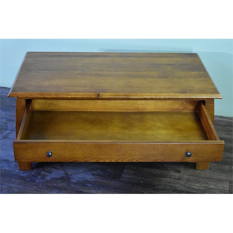 Pemberly Row Contemporary 1 Drawer Wood Coffee Table in Cherry