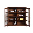 Pemberly Row Modern Wood Double Door Bookcase in Dark Walnut