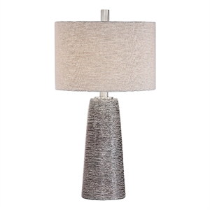 pemberly row 1-light coastal ceramic table lamp in bronze/light gray