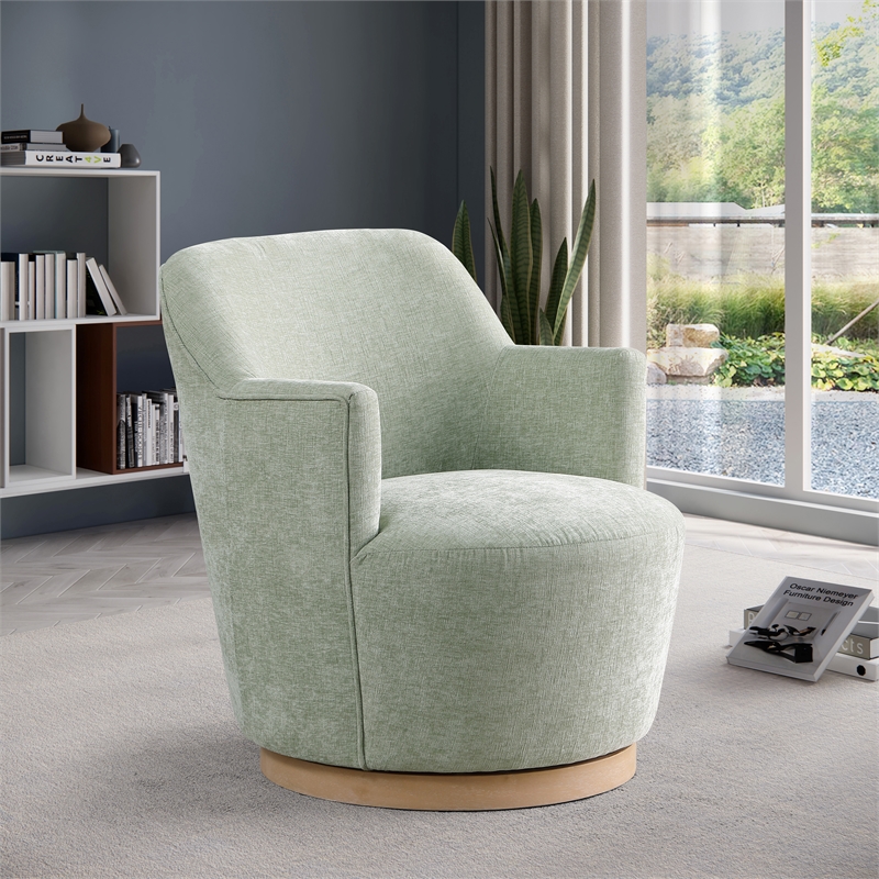 Pemberly Row Modern / Contemporary Mint Fabric Swivel Accent Chair