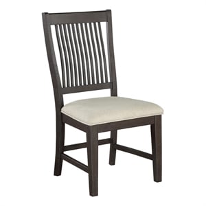 Pemberly Row Rustic Brown Wood Dining Chairs with Beige Upholstery Single