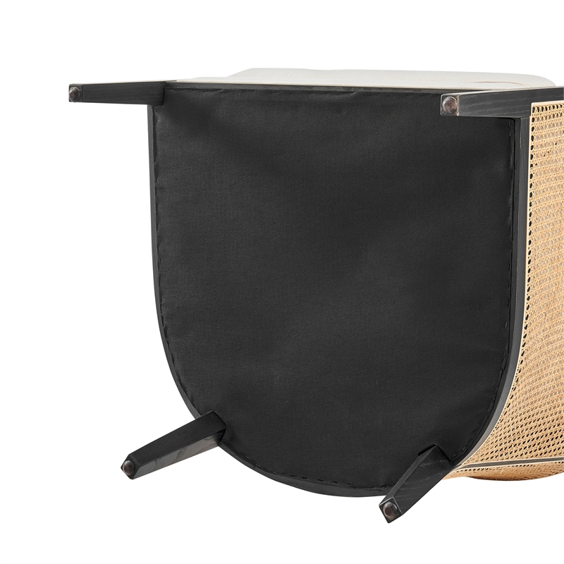 Pemberly Row Accent Arm Chair with Rattan in Black Leg Color