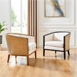 Pemberly Row Accent Arm Chair with Rattan in Black Leg Color