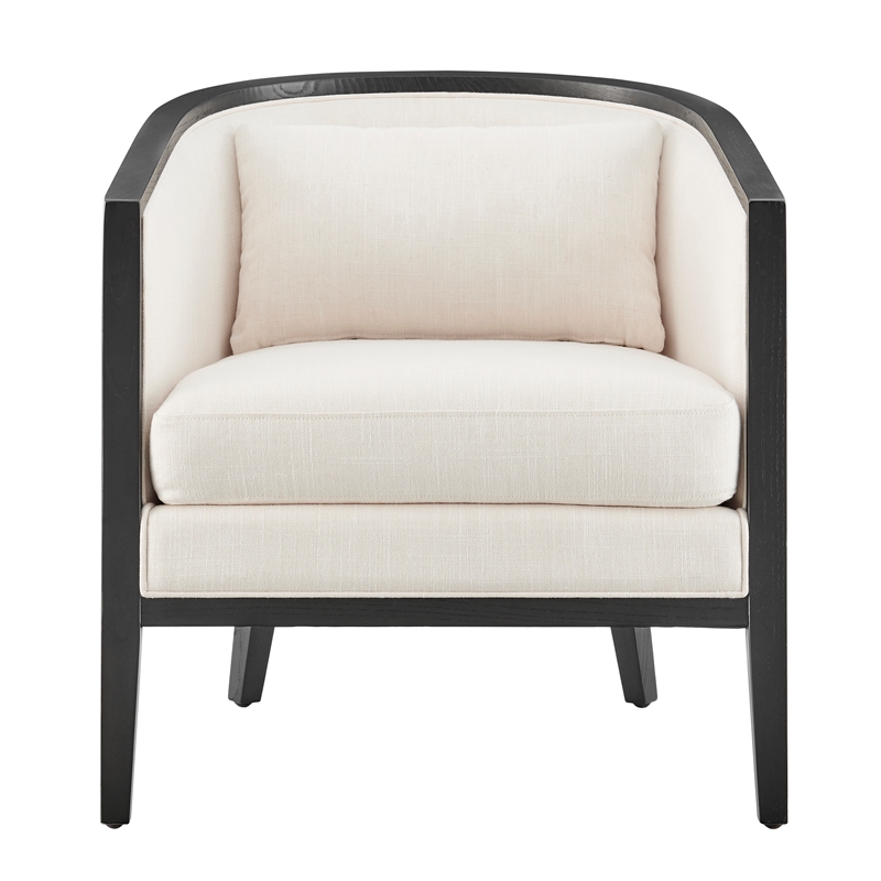 Pemberly Row Accent Arm Chair with Rattan in Black Leg Color