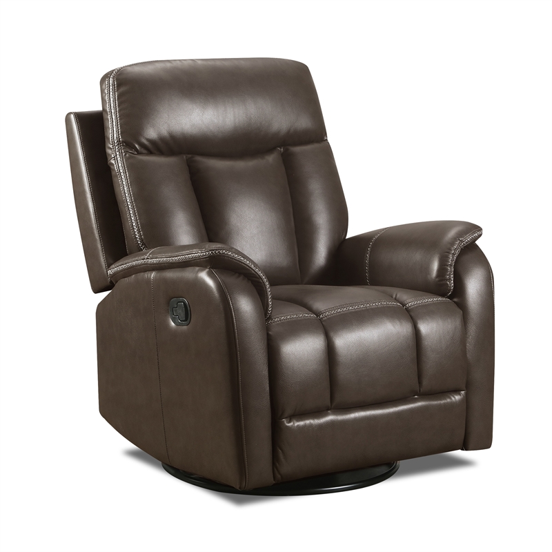 Pemberly Row Modern / Contemporary Chocolate Swivel Glider Recliner