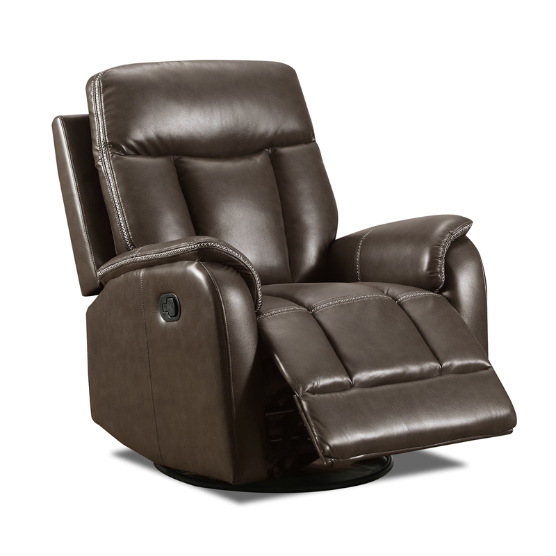 Pemberly Row Modern / Contemporary Chocolate Swivel Glider Recliner