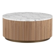 Pemberly Row Modern Wood & Faux Marble Coffee Table in Ash/White