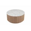 Pemberly Row Modern Wood & Faux Marble Coffee Table in Ash/White