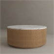 Pemberly Row Modern Wood & Faux Marble Coffee Table in Ash/White
