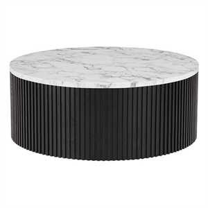 Pemberly Row Modern Faux Marble & Wood Coffee Table in White/Black