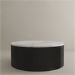 Pemberly Row Modern Faux Marble & Wood Coffee Table in White/Black