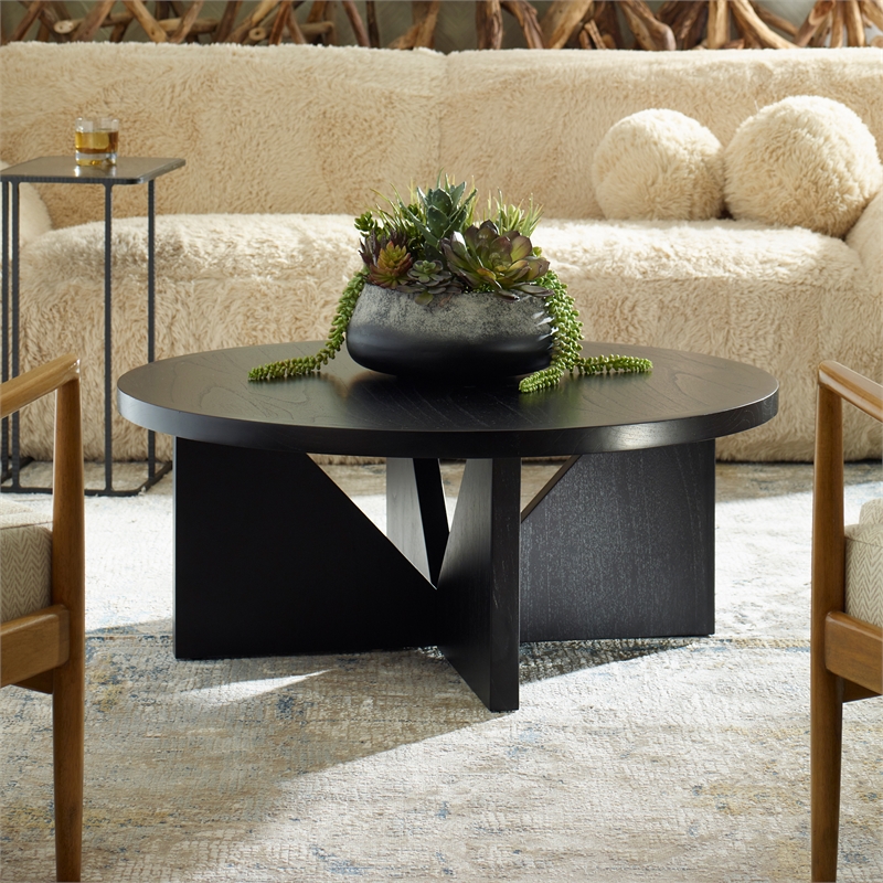 Pemberly Row Contemporary Wood Coffee Table in Dark Espresso