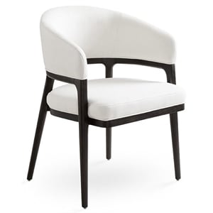 Pemberly Row 20&quot Open Back Fabric/Hardwood Dining Chair in White/Black