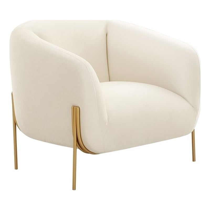Pemberly Row Modern / Contemporary Cream Velvet Accent Chair