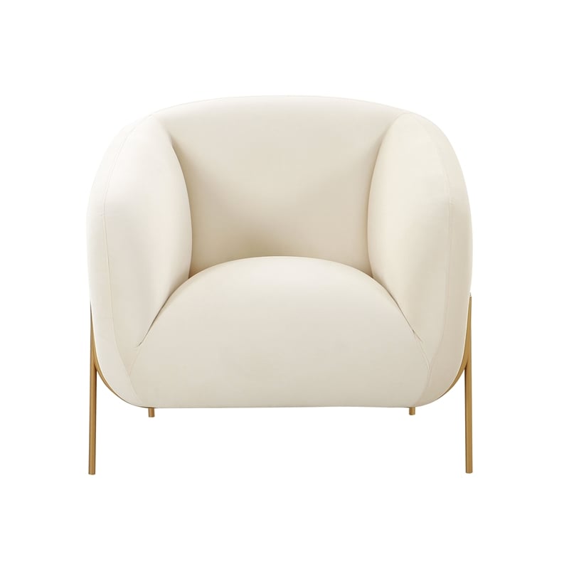 Pemberly Row Modern / Contemporary Cream Velvet Accent Chair