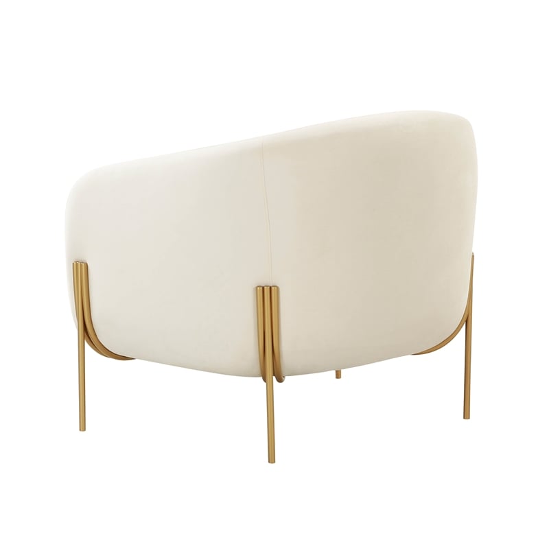 Pemberly Row Modern / Contemporary Cream Velvet Accent Chair