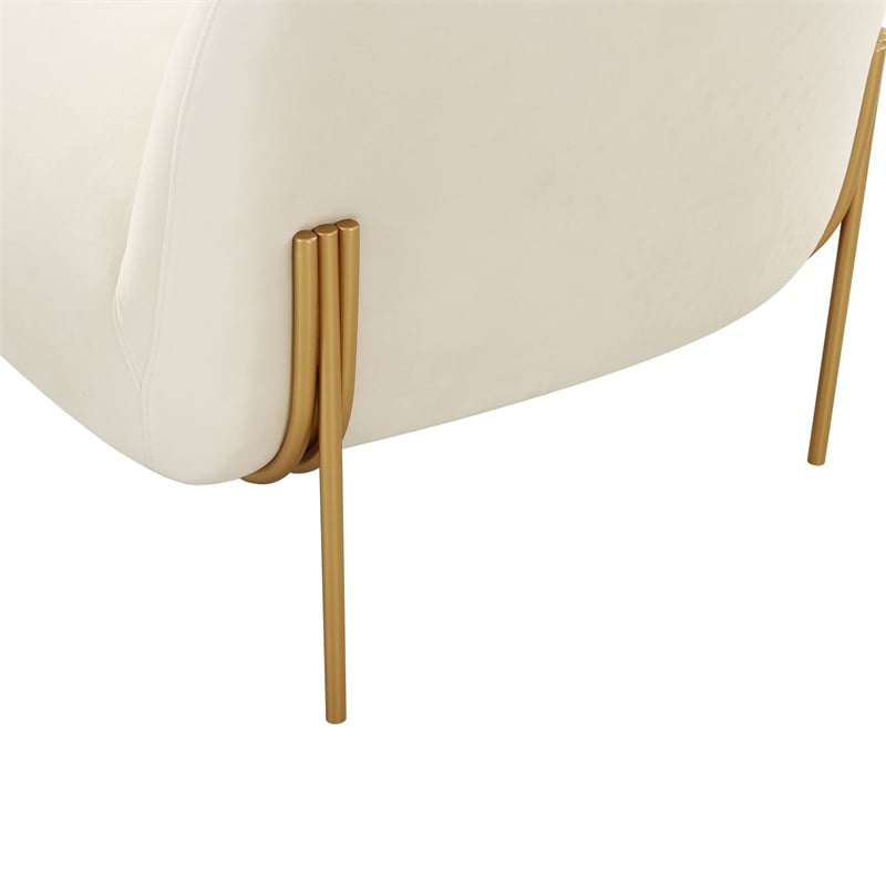 Pemberly Row Modern / Contemporary Cream Velvet Accent Chair