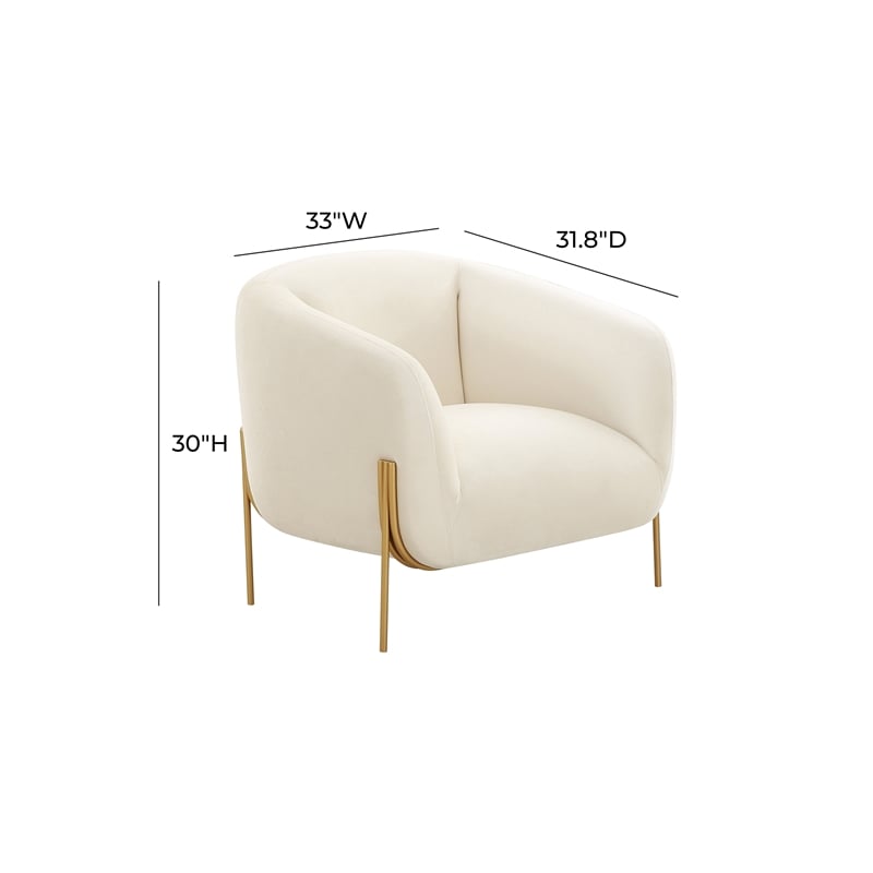 Pemberly Row Modern / Contemporary Cream Velvet Accent Chair