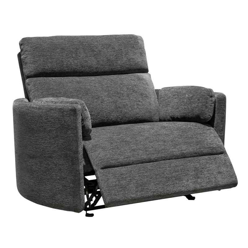 Pemberly Row Modern XL Fabric Power Glider Recliner in Charcoal