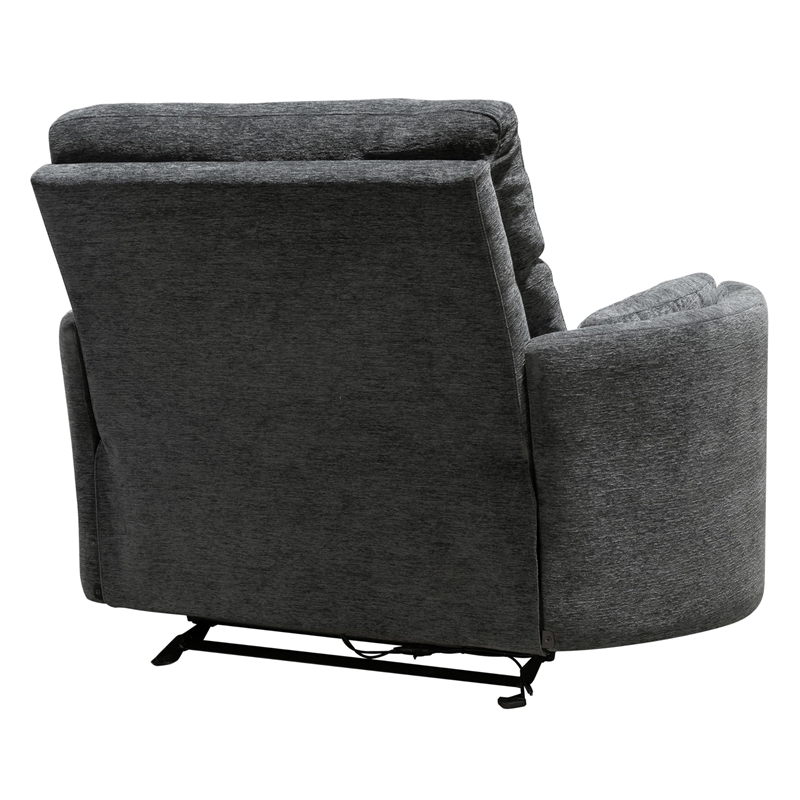 Pemberly Row Modern XL Fabric Power Glider Recliner in Charcoal
