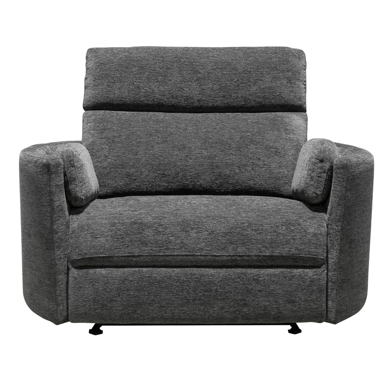 Pemberly Row Modern XL Fabric Power Glider Recliner in Charcoal