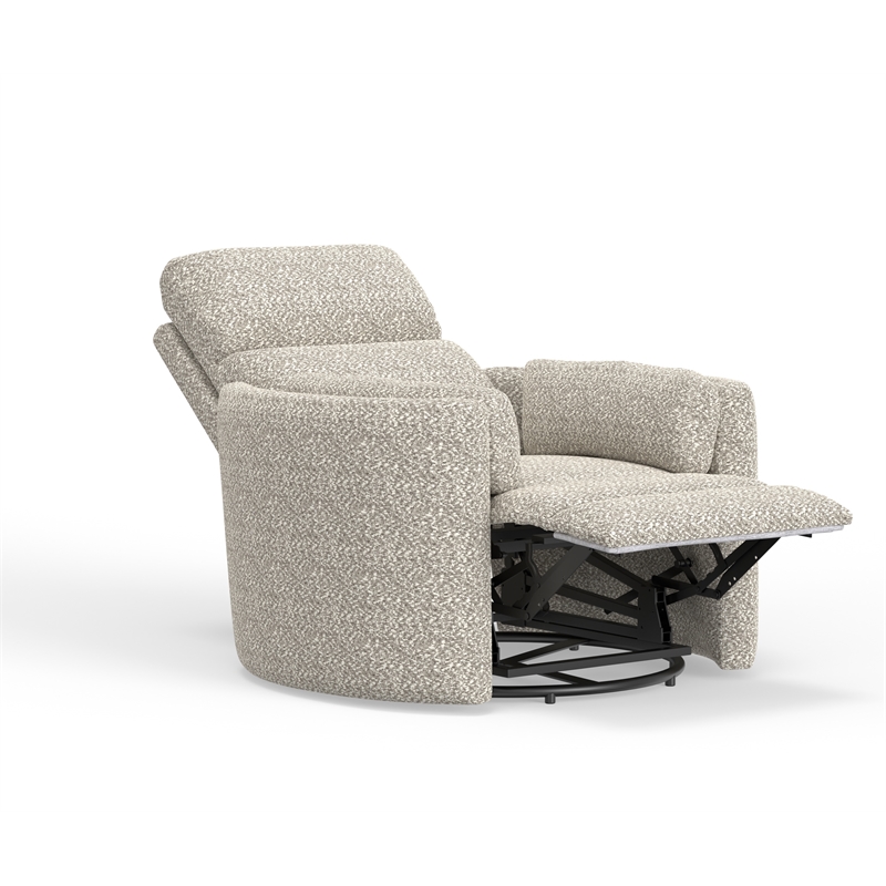 Pemberly Row Contemporary Fabric Swivel Glider Recliner in White