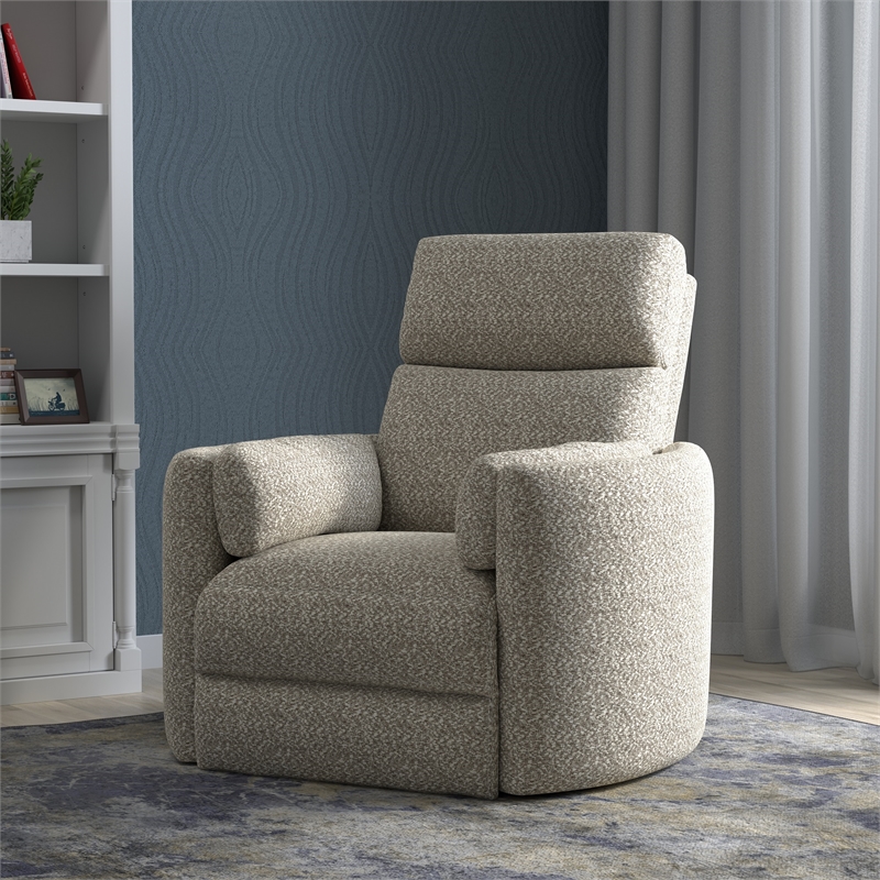 Pemberly Row Contemporary Fabric Swivel Glider Recliner in White