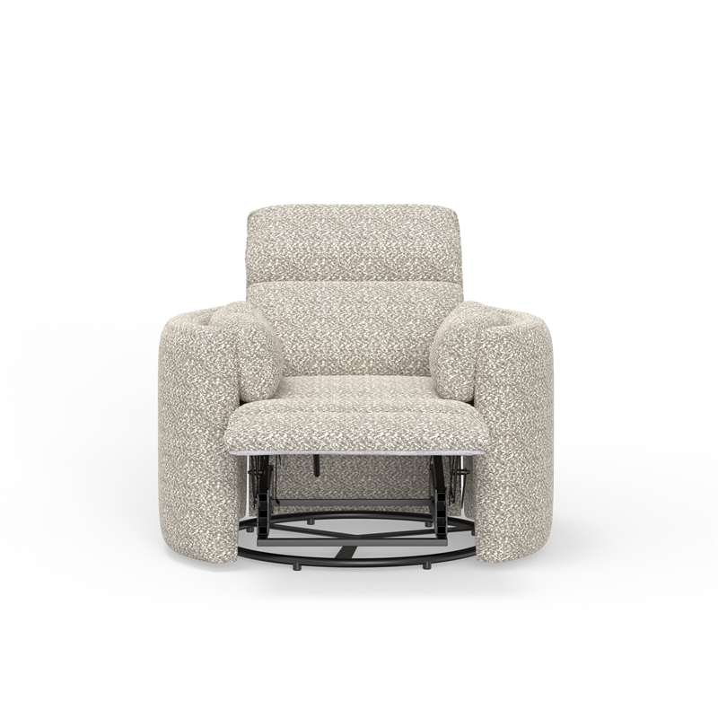 Pemberly Row Contemporary Fabric Swivel Glider Recliner in White