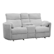 Pemberly Row Fabric Power Glider Reclining Console Loveseat in Gray