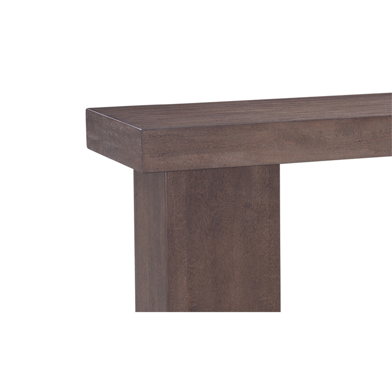 Pemberly Row Modern Brown Oak Console in Dark Brown Mango Wood