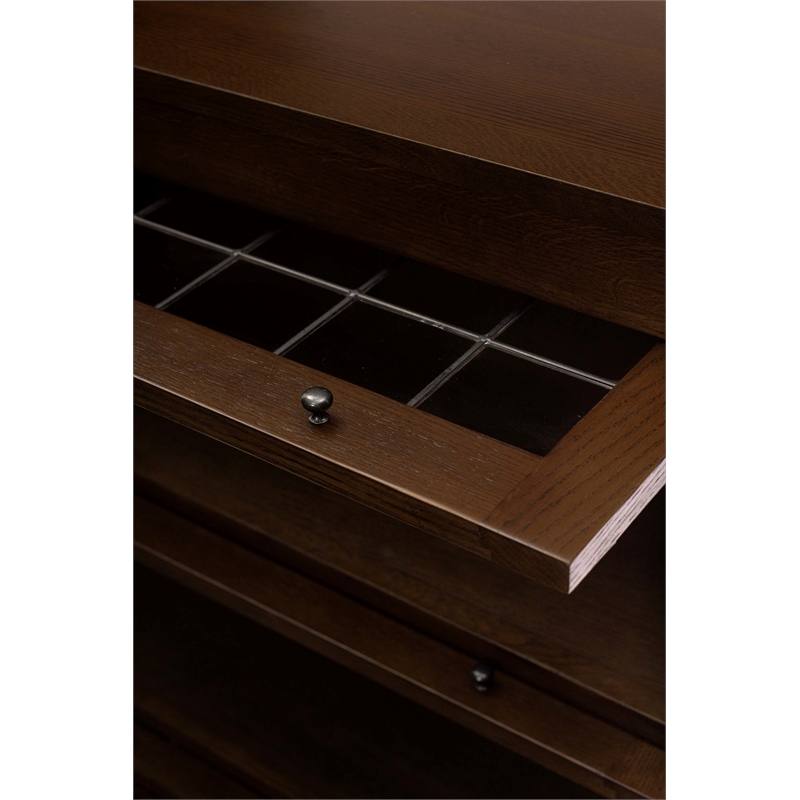 Pemberly Row Modern Oak Barrister Bookcase - 3 Stack - Walnut