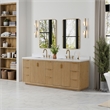 Pemberly Row Double Bathroom Vanity in Ash Gray with Lightning White Composite
