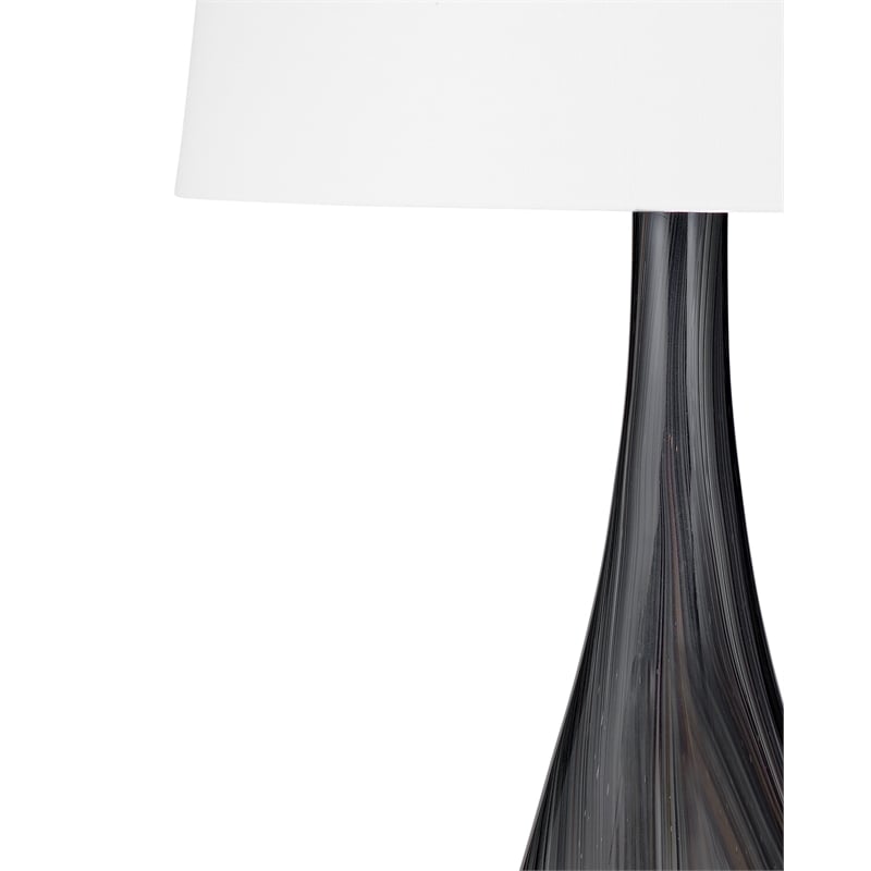 Pemberly Row Contemporary Black Glass Table Lamp in Black Glass