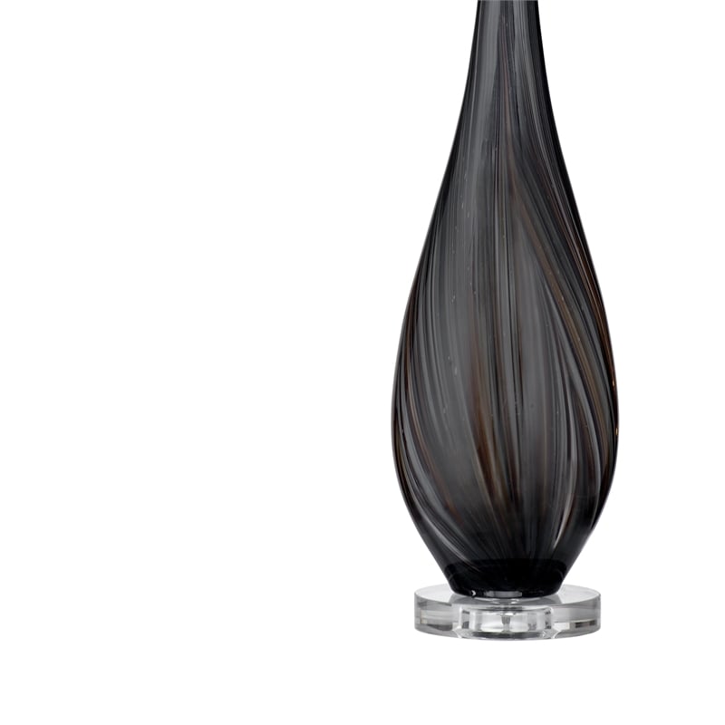 Pemberly Row Contemporary Black Glass Table Lamp in Black Glass