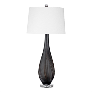 Pemberly Row Contemporary Black Glass Table Lamp in Black Glass