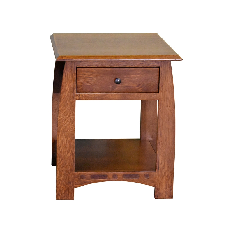 Pemberly Row Quarter Sawn White Oak 1 Drawer Inlay End Table